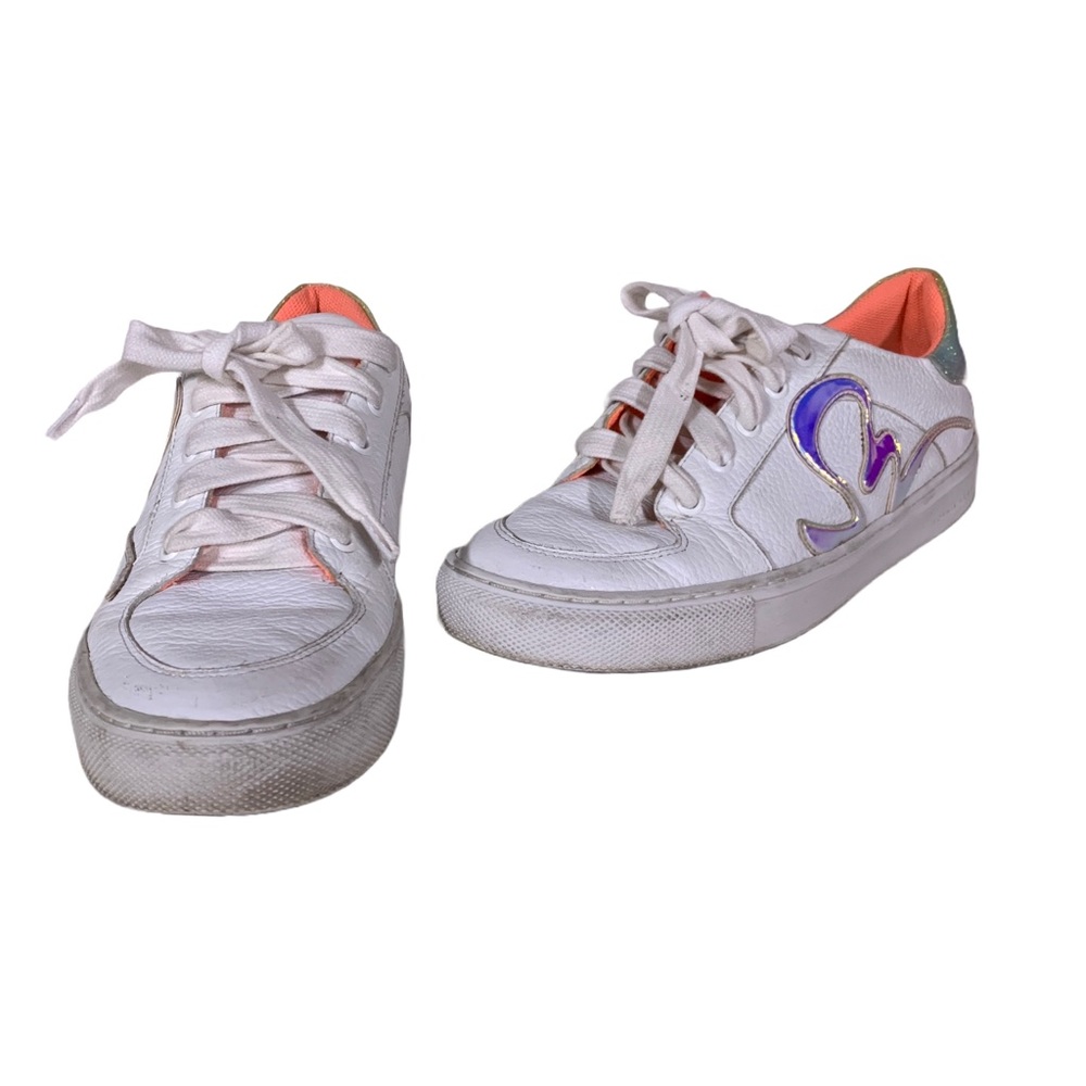 SOPHIA WEBSTER "SWALK IRIDESCENT" WHITE LEATHER PASTEL OMBRE GLITTER SNEAKERS 38 - Picture 8 of 15